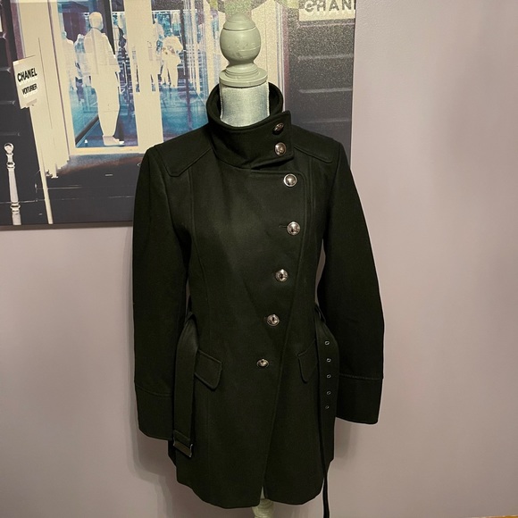 NWOT Kenneth Cole black asymmetrical wool coat - Picture 4 of 8